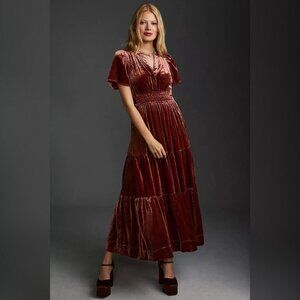 Anthropologie Somerset Maxi Dress Velvet Edition Sz XXS
